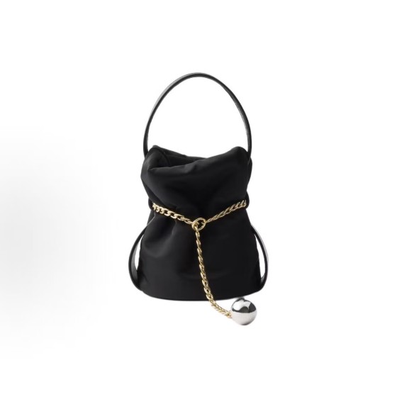 PRADA Re-Nylon triangular metal logo handbag, small size for women, black